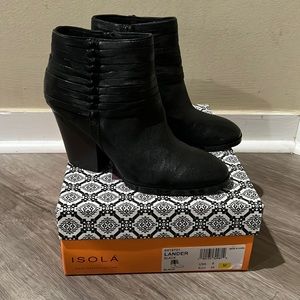 Isola black wedge booties-barely worn